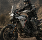 Loaded adventure motorcycle prepared for touring